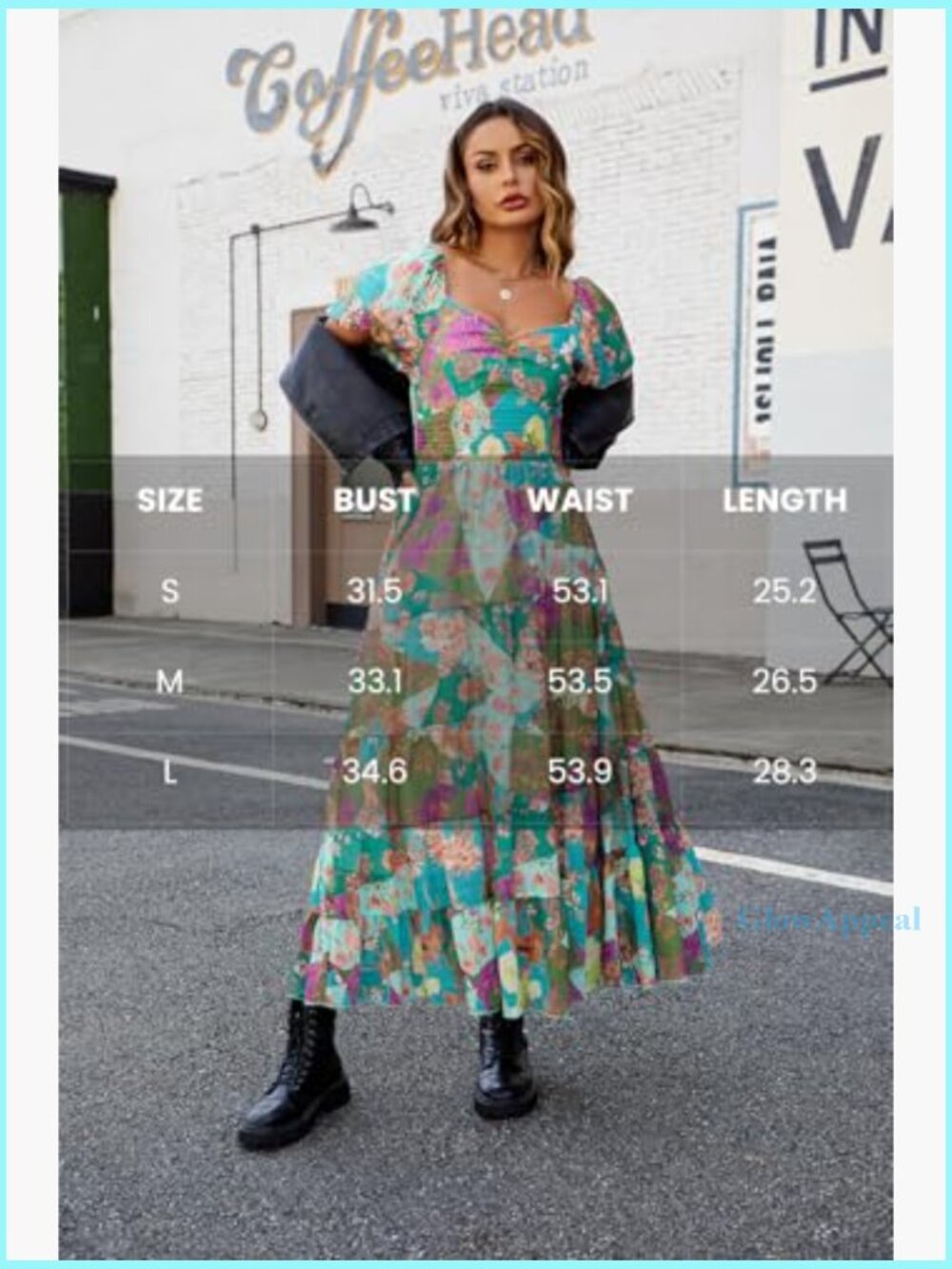 Floral Maxi Dress with Puff Sleeves Smocked Bodice Bohemian Summer - Picture 7 of 7